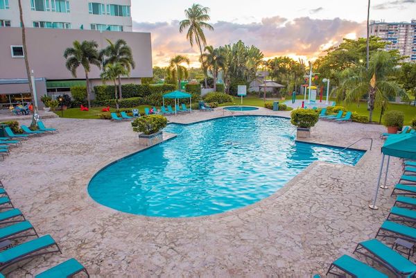 This is a photo of the pool area at the Verdanza Hotel